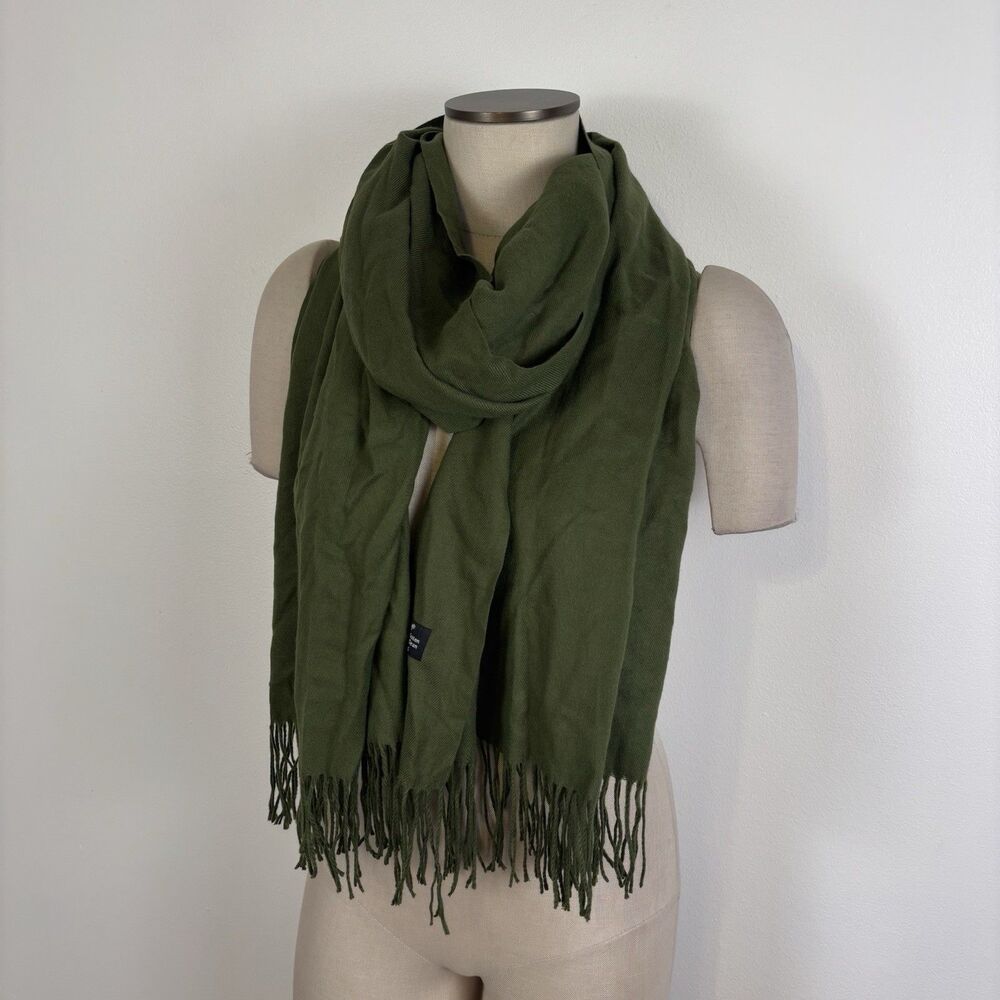 Vimate Women's Green Cashmere Cotton Fringed Scarf Shawl Wrap 73x27"